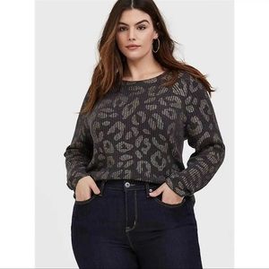 Torrid Foil Leopard Print Pullover Sweater